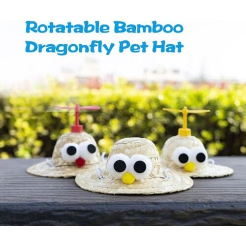 Cat Hat Dog Straw Hat Bamboo Dragonfly Funny Headwear Helmet Sun Hat Decoration Supplies