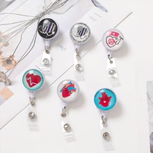 1pc Creative Retractable Badge Reel Medical Worker Work Card Clip Doctor Nurse ID Name Card Display Tag Staff Card Badge Holder