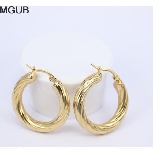 MGUB Big Earrings New Trendy Gold color Hoop Earrings Jewelry Wholesale Round Large Size Hoop Earrings For Women LHEH74