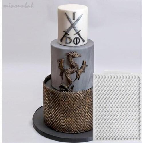 Minsunbak Continuous Dragon Scales Silicone Mould Chocolate Gumpaste Mould Fondant Cake Decoration Tool Sugarcraft