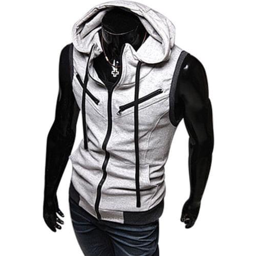 Men Jacket Vest Top Autumn Summer Men Clothing Sleeveless Zipper Hooded Jacket Man Solid Ropa Hombre Casual Hoodies Vests