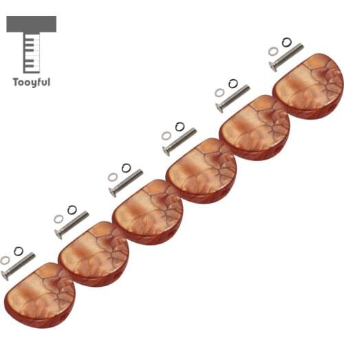Tooyful 6 Pieces Plastic Tuner Tuning Peg Machine Heads Knobs Button Cap Set for Acoustic/Electric Guitar Parts Coffee