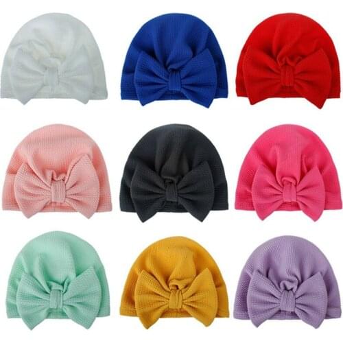 Newbworn Bonnet Cap Beanie For Girls Autumn Winter Baby Girls Hat Sweet Big Bow Baby Hat Kids