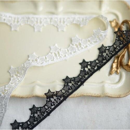 New Beautiful 2 Meters Embroidered Water Soluble Lace Trim Star Fabric Lace Trimming Lace Ribbon Trimming DIY Sewing Accessories