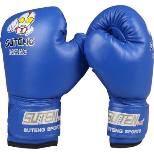 2016 new 1 Pair Kids Children Kickboxing PU Leather Boxing Training Punching Gloves with Red and Blue Color Free Shipping