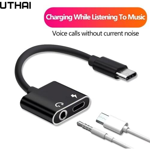 UTHAI F032 Type-C To 3.5mm Audio Transmission Line, Listening To Music While Charging, 2 In 1 Headphone Adapter