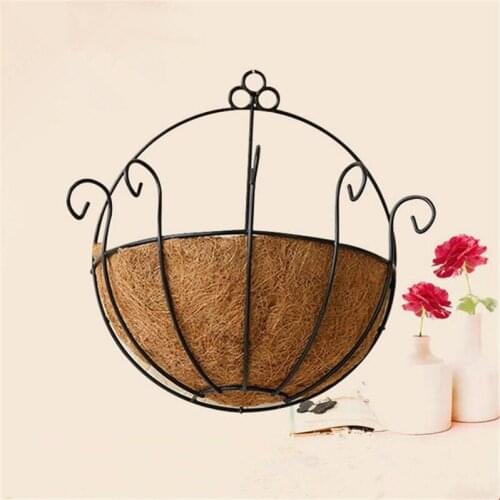 Half Round Plant Pots Basket Plant Hang Plant Flower Pot Outdoor Wall Iron Hanging Pot Holder Basket for Wall Decoration Garden