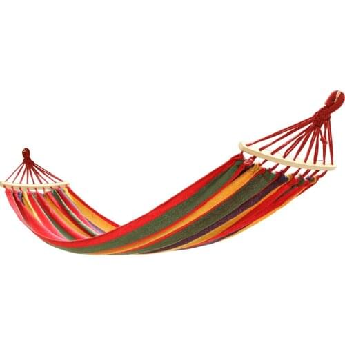 Manufacturers Anti-Rollover Single Double Outdoor Hammock Wholesale Outdoor Swing with Wooden Stick Canvas Curved Stick Hammock