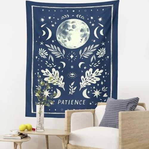 Psychedelic Moon Tapestry Boho Tarot Wall Hanging Wall Decor Cloth Moon Bohemia Tapestries live streaming background cloth