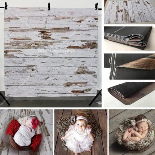 Rubber Floor Photo Background Vintage Wood Newborn Baby Portrait Photography Backdrop Anti-slip Rubber Mat Photozone Photoshoot