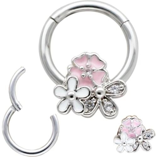 JHJT Hinged Segment Nose Ring Septum 16g Clicker Ear Cartilage Tragus Helix Piercing Fashion Jewelry