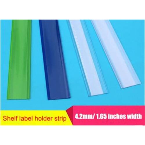 Width 42mm L 1.2-1 M with tape flat adhesive label holder strip shelf price talker ticket sign clip plastic data strip