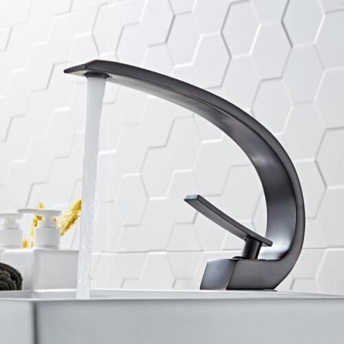 Bathroom Basin Faucet Black/White Brass Basin Faucet Bathroom Mixer Tap Deck Mounted Lavotory Mixer Basin Sink Mixer Tap