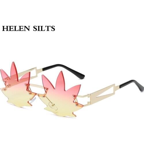 Personality irregular leaves Sunglasses Women Brand Fashion Alloy Rimless Sunglasses For Women Steampunk Glasses Female UV400