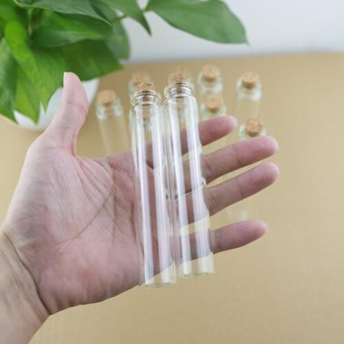 50pcs/Lot 22*120mm 35ml Storage Glass Bottles With Cork Stopper Crafts Tiny stash Jars container Glass Jar Mini Bottle Gift