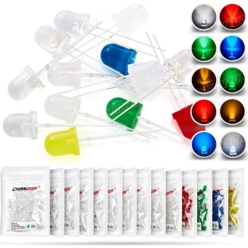 50pcs 8mm LED Emitting Diode Micro Indicator White Red Green Blue Yellow 3V DIY PCB Circuit Transparent Diffused Arduino Bulb