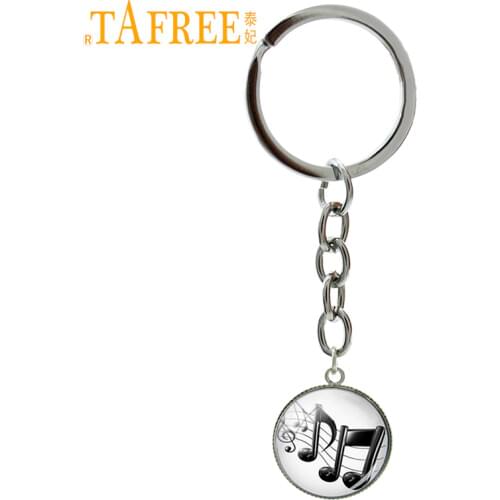 TAFREE Charming Musical Note keychain 2017 New Fashion Music fans lovers key chain ring holder trendy musician jewelry T462