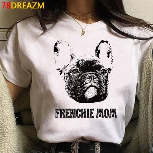 French Bulldog top tees summer top femme white t shirt kawaii 2021 plus size top tees streetwear harajuku