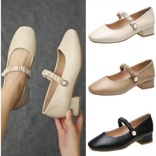Retro Square Head Mary Jane Shoes Spring And Summer New Versatile Shallow Mouth Low Heel Temperament Womens Shoes