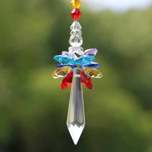 1PCS Chakra Crystal Angel Suncatcher Pendant Hanging Prism Ornament Rainbow Maker Home Decoration