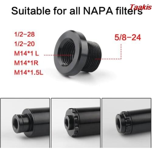 1 pcs High Quality Aluminum 5/8-24 to 1/2-20 to M14 Car Fuel Filter Barrel Thread Adapter for NAPA 4003 WIX