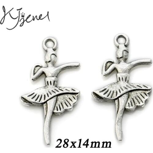 10Pcs/lot Antique Silver Plated Dancer Angel Wings Fairy Charm Pendant Bracelets Necklace Jewelry Making Craft DIY 28x14mm