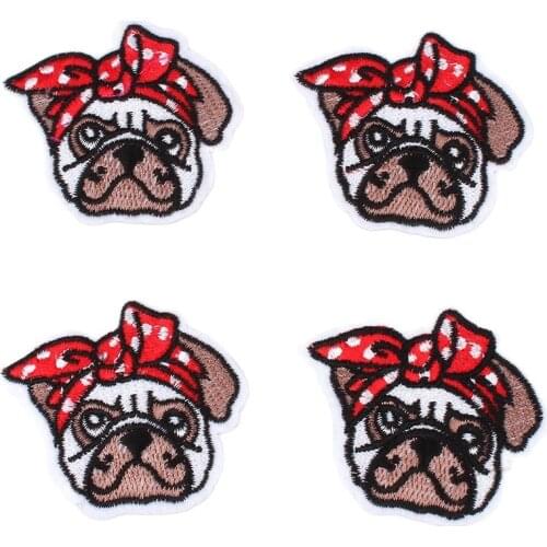 10pcs/lot Cartoon Dog Patch Embroidered Iron On Animal Stickers For Jeans Coats Sew On Garments Repair Appliques DIY bags Badge