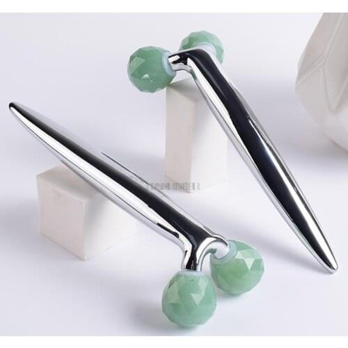 3D Multi-Flour Rose Quartz Face Roller Stainless Steel Handle Massager Eye Lift And Firming Skin Healing Massage Body Back& Arm