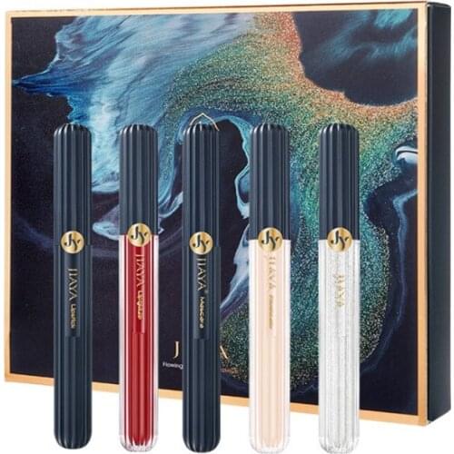 5pcs Makeup-Set Matte Lipstick Lip Glaze Liquid Concealer Glitter Shimmer Highligther Mascara Eyelash Gel Chinese Style