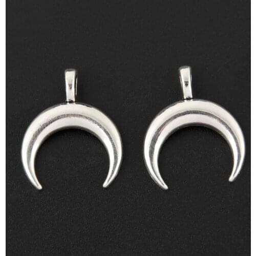 50pcs Silver Color 20.5x17mm Moon Charms Meniscus Natural Pendant Fit DIY Jewelry Making Handcrafted Accessories