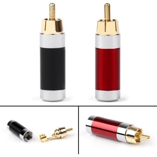 Areyourshop RCA Assembly Jack 8mm Caliber Audio Rhodium-plated Plug Adapter Red Blk High Quality Jack Plug RCA Plug Connector