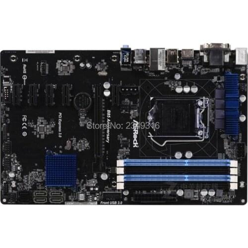 Used original B85 H81 BTC PRO TB85 6GPU 6PCI-E motherboard for ASRock B85 Anniversary desktop board USB3.0 SATA3 DDR3