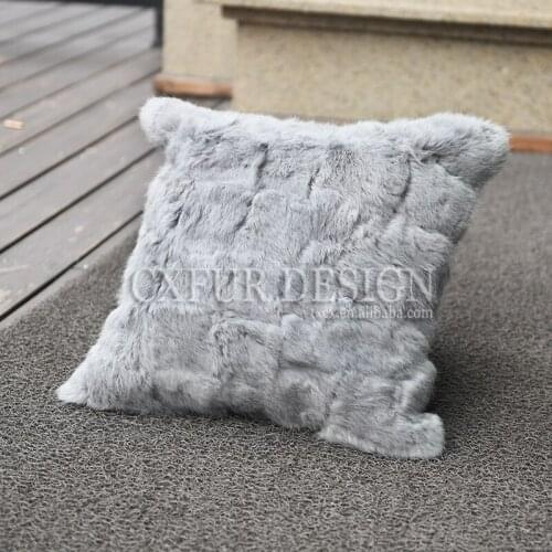 Free Shipping CX-D-28 50x50cm Rabbit Fur Sofa Pillow Cushion Cover
