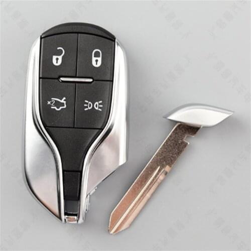 With Logo 4 Buttons Smart Card Remote key Shell for Maserati President Ghibli Quattroporte Levant Key Case Replacement