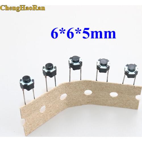 ChengHaoRan 6*6*5 Round Switch Interrupteur Black Long Feet 2 Pin In The Middle PCB Keyboard Light Mini Touch Button Keys