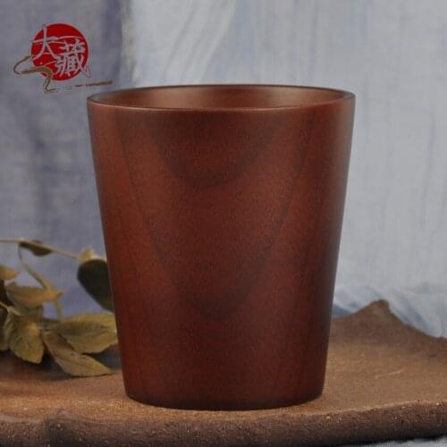 Wooden Zen brown trumpet cup Japanese jujube wooden cup whole wood lacquer cup