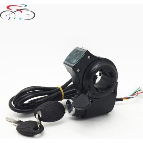 Electric Bicycle Scooter Gas Handle Thumb Twist Throttle with Key LCD Display Digital Battery Indicator for Ebike Accelerator