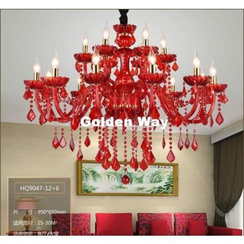 European Modern Red Gold K9 Crystal Chandelier Lustre Crystal Chandeliers Light Lustres De Cristal Chandelier LED Villa Lighting