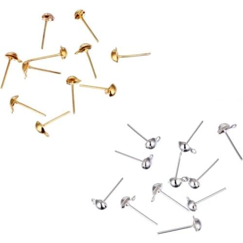 Hot 4*8mm 100pcs/lot Piercing Stud Ear Needles Gold/Silver Color For Earring diy Women Free Shipping