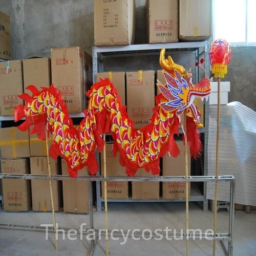 Chinese Traditional Culture 4m Student Length Size 5 Red DRAGON DANCE ORIGINAL Folk Festival Celebration Costume
