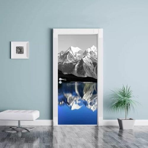 Creative Door Sticker Iceland Door Mural Door Cover Wall Stickers Kitchen Wallpaper Renew Mural Decal Kids Home Decor