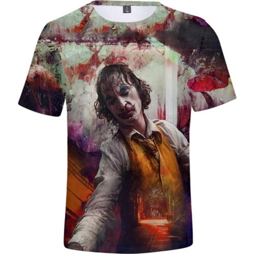 Summer short-sleeved T-shirt Print Funny 3D Joker Men Women Fashion Harajuku Hip Hop popular O-neck boys girls 3D Joker Tees