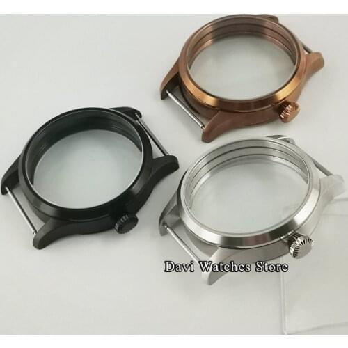 Brushed Sapphire Glass 42mm Sterile Steel Watch Case Fit ETA 6497 6498 Seagull ST3600 3620 Movement