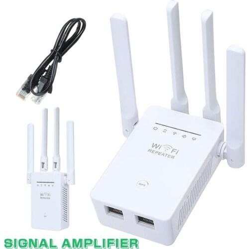 MAYITR 1pc 300Mbps Dual-Band 2.4/5Ghz 4 Antenna Wi-Fi Range Extender Portable Wireless Router Repeater For Office Home Bedroom