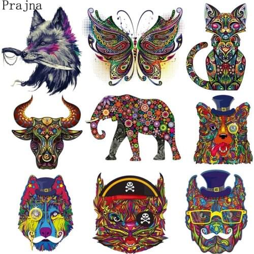 Prajna Stickers Mandala Heat Transfer Patch Iron On Transfers For Clothes Thermal Lion Transfers Tshirt Retro Vintage Applique