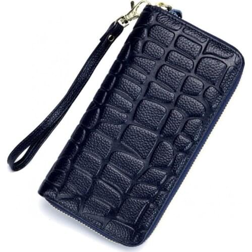 2020 new women wallet high quality genuine Leather long style zipper clutch bag Fashion cow skin stone Lady Coin Purse