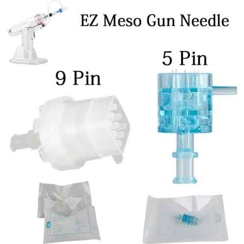 10pcs Disposable 5/9 Pin EZ Mesotherapy Injector Needle Cartridge Tip Meso Injector Negative Pressure Microcrystal Gun Injection