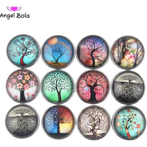 Wholesales 10pcs/Lot 18mm Snap Button Life Tree pattern Charm Eco-friendly Alloy Snap Button Bracelet Pryme DIY Jewelry KG010
