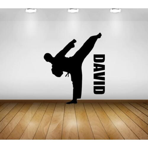 Personalized Name Taekwondo Vinyl Decal Wall Sticker Art Mural Boy Room Decor