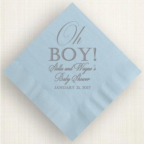 Personalized Oh Boy Baby shower Wedding Napkins Any Text Bestman Engagement Party rose gold Custom bridesmaid Time and date